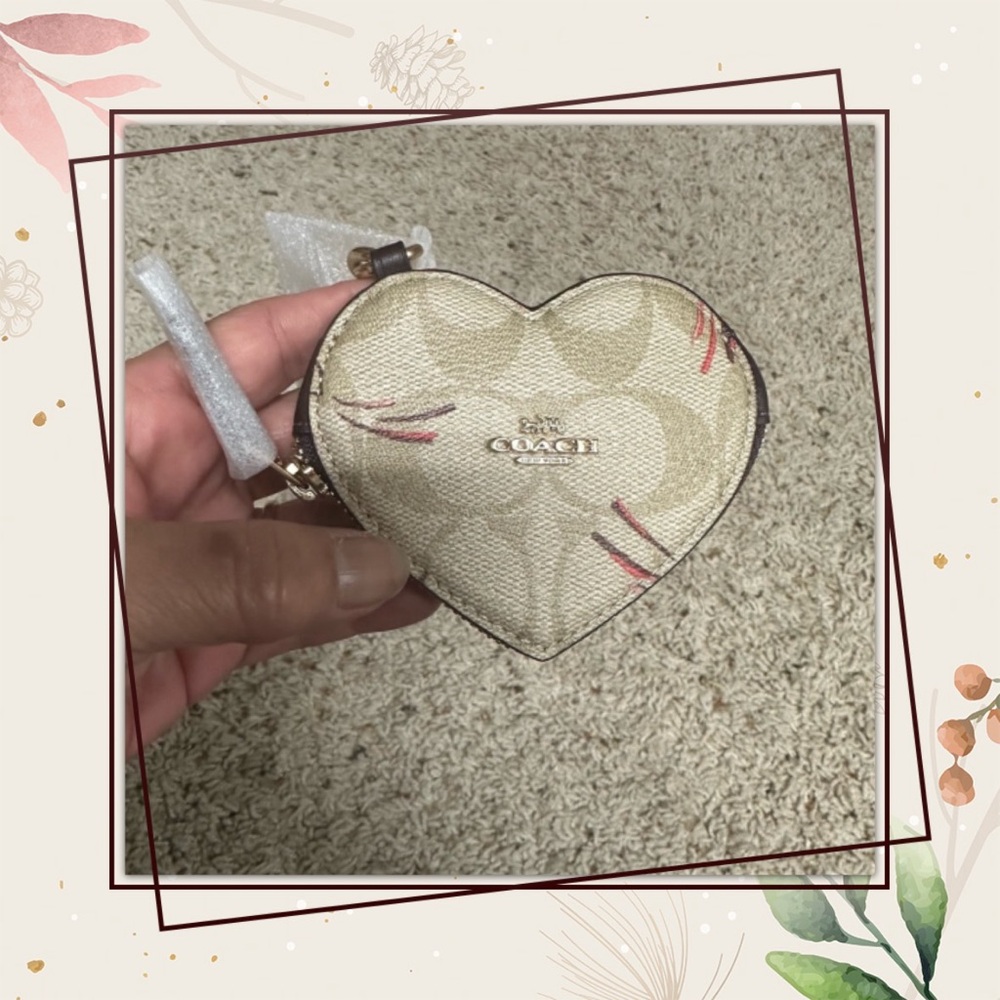 NWT Coach Heart Pouch Bag Charm With Heart And Star Print (CO168)